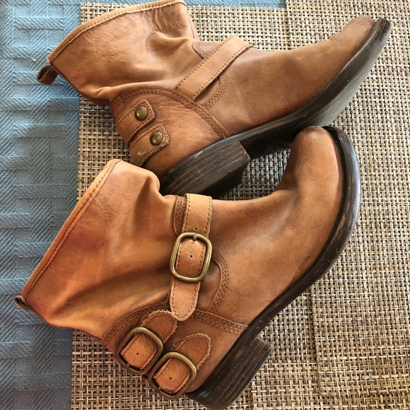 Lucky Brand Boots- Tan Leather Buckles Soft Ankle - Picture 3 of 6